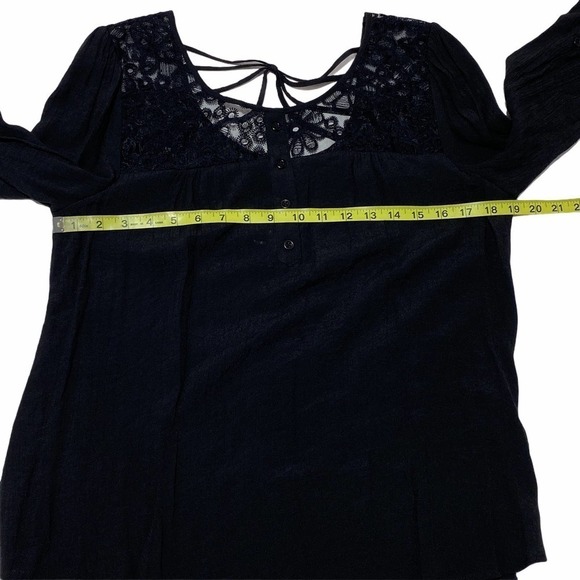 MINE Black Lace Strappy Long Sleeve Blouse - Picture 5 of 9